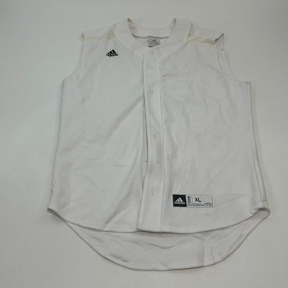 Adidas Men's Sleeveless Baseball Jersey White Mesh Shoulders, Size XL